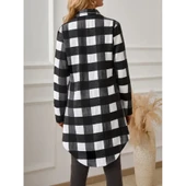 Lucky Life Kadın Uzun Kollu Ekoseli önden Düğmeli Dokuma Uzun Gömlek - 4