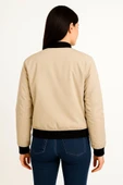 Içi Astarlı Fermuarlı Lucky Life Bomber Mont Ceket - Bej - 1