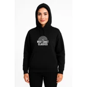 Lucky Life Üç İplik Kapüşonlu Ön Ve Arka Baskılı SweatShirt Hoodie - Siyah - 2