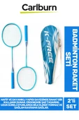PremiumHafif Dayanıklı Telli Sağlam Ergonomik Saplı Eli Yormaz Kavrama 2'li Badminton Raket Seti - 1