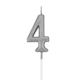 4 Rakam Gümüş Çubuk Mum 7cm - 2