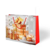 32x26 Lüks Pearl Karton Çanta Varak Baskılı -Yılbaşı Temalı- - 4