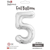5 Rakam Gümüş Folyo Balon 34" - 1