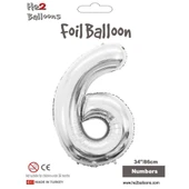 6 Rakam Gümüş Folyo Balon 34" - 1