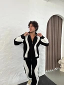 Erkek Premium Parçalı Eşofman Takım - Dik Yaka Fermuarlı Sweatshirt, - Siyah thumbnail 3