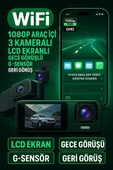 Wifi 1080p Araç içi 3 Kameralı Lcd Ekranlı Gece Görüşlü , Gsensör , Geri Görüş Kamera - 1