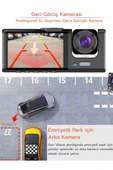 1080P Dash Cam Full Hd Araç içi Kamera Ön Arka ve İç Kayıt 3 Kamera Gece Görüşlü G Sensör Geniş Açı - 2