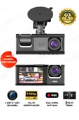 1080P Dash Cam Full Hd Araç içi Kamera Ön Arka ve İç Kayıt 3 Kamera Gece Görüşlü G Sensör Geniş Açı - 1