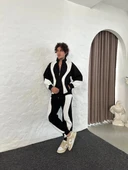 Erkek Premium Parçalı Eşofman Takım - Dik Yaka Fermuarlı Sweatshirt, - Siyah thumbnail 7