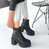 Pabucmarketi Siyah Fermuarlı Kadın Topuklu Bot - 3