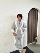 Erkek Premium Parçalı Eşofman Takım - Dik Yaka Fermuarlı Sweatshirt, - Gri thumbnail 2