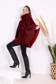 Düğme Detaylı Panço 70060 Bordo - 1