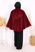 Düğme Detaylı Panço 70060 Bordo - 6