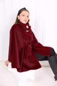 Düğme Detaylı Panço 70060 Bordo - 3