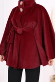 Düğme Detaylı Panço 70060 Bordo - 8