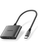 UGREEN 80798 CM387 Type-C USB-C to SD Micro SD TF USB Kart Okuyucu Adaptör - 1