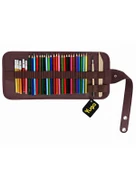 Yuga Suni Deri 36 Gözlü Rulo Kalemlik Bordo - 1