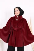 Düğme Detaylı Panço 70060 Bordo - 7