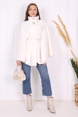 Düğme Detaylı Panço 70060 Ekru thumbnail 1