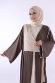 Önden Bağlama Detaylı Abaya 70005 Vizon thumbnail 4