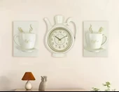 Mutfak Duvar Saati Beyaz Renk Gold Detaylı Dekoratif - 2