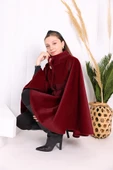 Düğme Detaylı Panço 70060 Bordo - 9