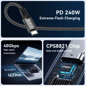 Plentiful Usb 4.0 Çift Taraflı Type-c 240W 40 GBPS 8k 60Hz  Data Aktarım ,Type-C Hızlı Şarj  1Mt - 6