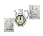 Mutfak Duvar Saati Beyaz Renk Gold Detaylı Dekoratif - 1