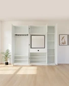 Beyaz Fonksiyonel Portmanto  Aynalı, Çekmeceli ve Dolaplı - 5