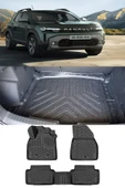 Rizline Renault Duster 2024 Ve Sonrası 3D Havuzlu Paspas Siyah Ve Bagaj Havuzu  4x2 Sabit Zemin LPG MHEV  Set - 1