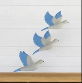 Dekoratif Üçlü Kumru Kuş Duvar Dekoru Süs mavi renk - 3