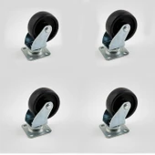 4'lü Set Tablalı Dönerli Mobilya Tekerleği 50 MM Siyah Renk Dayanıklı Yük Taşıma Sanayi Tekeri Set thumbnail 1