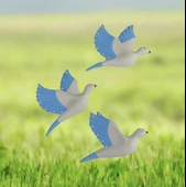 Dekoratif Üçlü Kumru Kuş Duvar Dekoru Süs mavi renk - 1