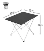 Yek Outdoor Portatif Alüminyum Katlanır Eko Kamp Masası Büyük  66x47x52cm Siyah - 3