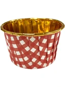 Dolphin Muffin Kek Kapsülü Pötükare Desenli Kırmızı İçi Gold 25li thumbnail 1