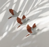 Dekoratif Üçlü Kumru Kuş Duvar Dekoru Süs  bakır renk - 3