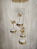 Şık Tarz Modern LED Avize Gold Ledli Salon Avizesi Kelebek Taşlı - 3