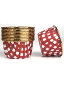 Dolphin Muffin Kek Kapsülü Pötükare Desenli Kırmızı İçi Gold 25li thumbnail 2