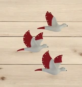 Dekoratif Üçlü Kumru Kuş Duvar Dekoru Süs kırmızı renk - 3