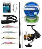 Yek Outdoor Spin Olta Seti Okuma Wave Power 8'0 2.44 cm 15-40 gr 2 Parça Spin Kamışı&Shimano Makina FX 4000 FC thumbnail 1