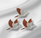 Dekoratif Üçlü Kumru Kuş Duvar Dekoru Süs  bakır renk - 4