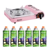 Orcamp Seramik Pro Taşıma Çantalı Portatif Ocak Pembe + 6 Adet Kartuş - 1