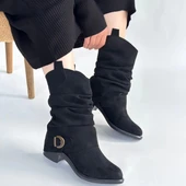 Canty Siyah Süet Körüklü Topuklu Çizme thumbnail 4