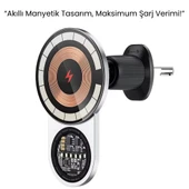 15W Hızlı Şarj Destekli Manyetik Araç Telefon Tutucu, 1200g Güçlü Emiş Gücü , Akıllı Çipli 360 derece Döner Tasarım - 1