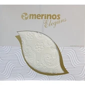 Merinos Elegans Çift Kişilik Battaniye Çiçek Desen Battaniye Kemik 220x240 cm - 1