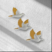 Dekoratif Üçlü Kumru Kuş Duvar Dekoru Süs sarı renk - 2