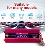 Epilons 12v 2000w Modifiye Sınus İnverter 220v Dijital Göstergeli- Taşınabilir Güç Kaynağı - 4