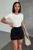 Rahat Ve Şık Kısa Kollu Bisiklet Yaka Likralı Viskon Penye Body Ekru - 1