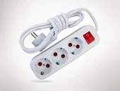 2 Metre Kablolu Anahtarlı 3 Lü Topraklı Grup Priz - 1