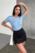 Rahat Ve Şık Kısa Kollu Bisiklet Yaka Likralı Viskon Penye Body Bebe Mavisi - 2